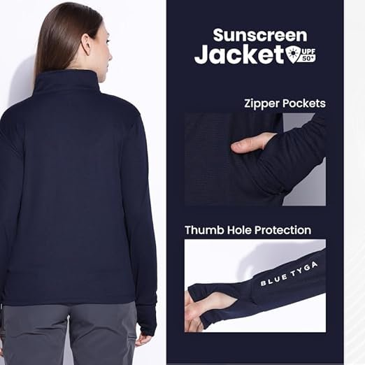 SUNSCREEN JACKET Women's Travel Nylon Solid Plain Sports Summer Gym Workout Running Travel Trekking and Sunscreen jacket for Women Nylon Winter Casual Wear� - Image 5