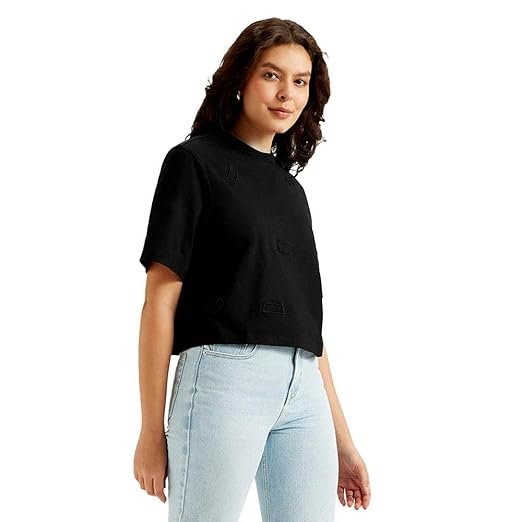 Women Cotton Classic Fit Brand Logo Crew Neck T-Shirt - Image 5