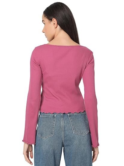 Women Cotton Solid Slim Fit Full Sleeves Top | Lettuce Hemline - Image 5