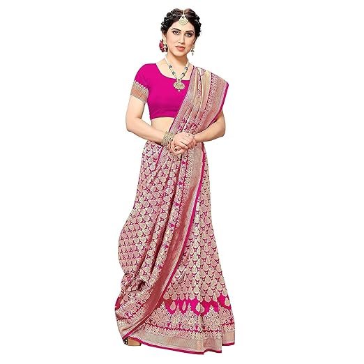 Women's Trendy Banarasi Kanjivaram Navy Color Art Silk Saree with Blouse Material - Image 4