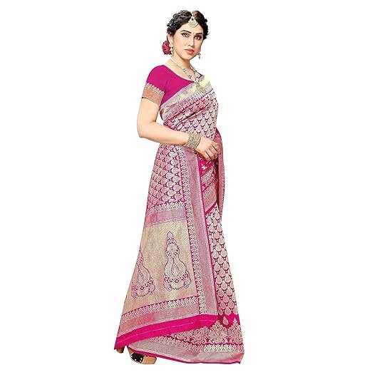 Women's Trendy Banarasi Kanjivaram Navy Color Art Silk Saree with Blouse Material - Image 6