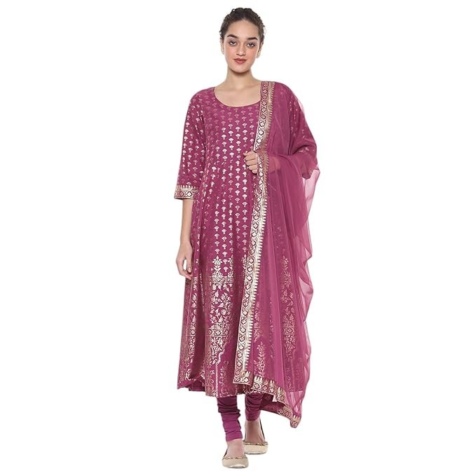 Women Cotton A Line Printed Suit Set