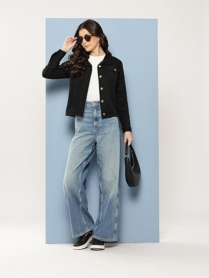 Womens Casual Wear Brown Denim Jacket - Image 2