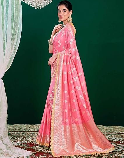 Women's Kanjivaram Silk Saree Pure Silk Banarasi Saree With Unstitched Blouse Piece - Image 5