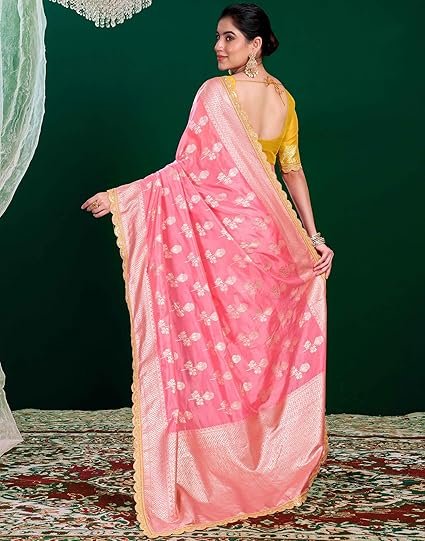 Women's Kanjivaram Silk Saree Pure Silk Banarasi Saree With Unstitched Blouse Piece - Image 2