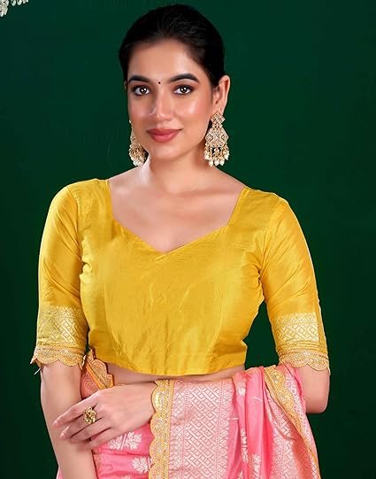 Women's Kanjivaram Silk Saree Pure Silk Banarasi Saree With Unstitched Blouse Piece - Image 3