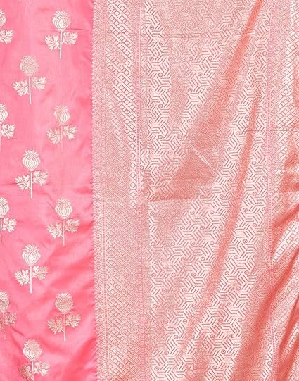 Women's Kanjivaram Silk Saree Pure Silk Banarasi Saree With Unstitched Blouse Piece - Image 4