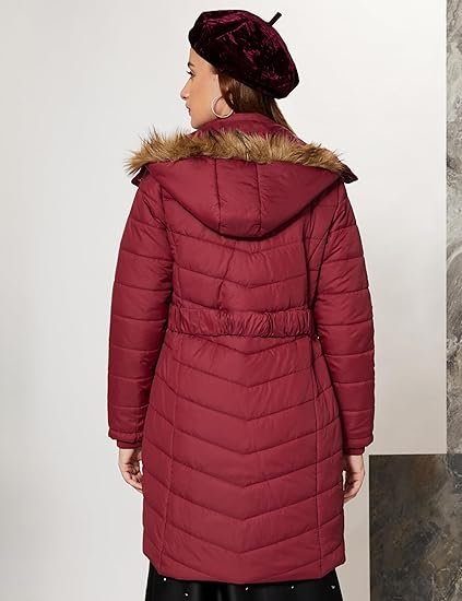 Women's Polyester Long Line Regular Fit Parka Quilted Jacket (Puffer Jackets) (Available in Plus Sizes) - Image 4
