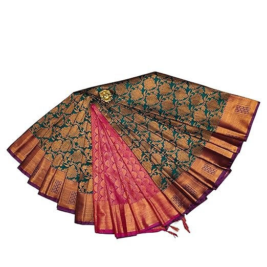 Soft Silk Saree for Women | Latest Wedding Sarees | Kanchipuram Soft Silk Saree with Blouse | South Indian Silk Saree | Bridal Sarees Collection - Image 4