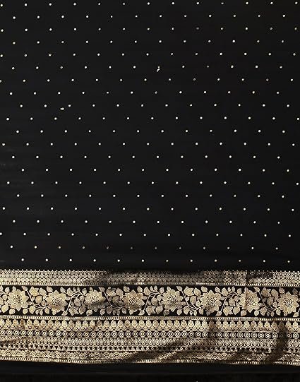 Women's Georgette Foil Printed Saree with Unstitched Blouse Piece - Image 5