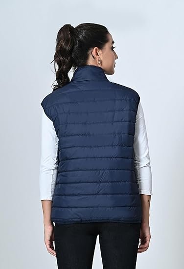 Women Solid Bomber Warm Zip Sleeveless Jacket for Winter (Pack of 1) - Image 5