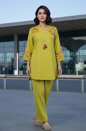 Women Co-Ord Set || Women 2 Pic Embroidered Kurta Set || Stylish Cord Set (K-204) - Image 4