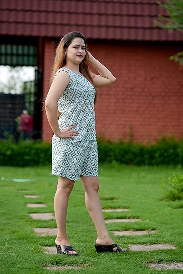 Cotton Night Suit Set for Women – Soft Sleepwear with Shorts | Short Nightwear Set | Comfortable Cotton Pajama Set for Ladies | Summer Night Dress - Image 4