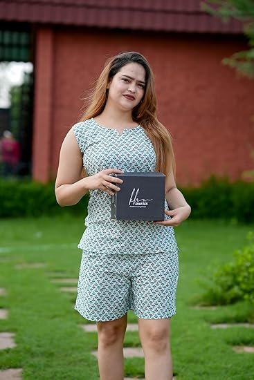 Cotton Night Suit Set for Women – Soft Sleepwear with Shorts | Short Nightwear Set | Comfortable Cotton Pajama Set for Ladies | Summer Night Dress - Image 5