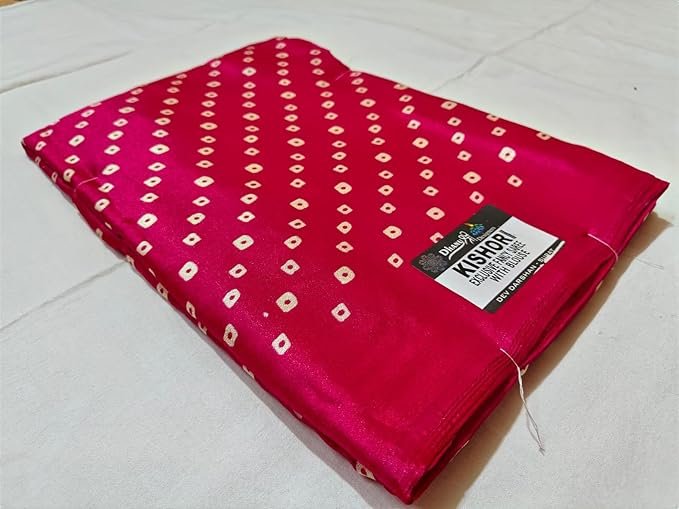 Women's Beautiful Silk Fabric All-Over White Dot Printed Saree with Blouse Piece for Wedding Party & FestiveWomen's Beautiful Silk Fabric All-Over White Dot Printed Saree with Blouse Piece for Wedding Party & Festive - Image 3