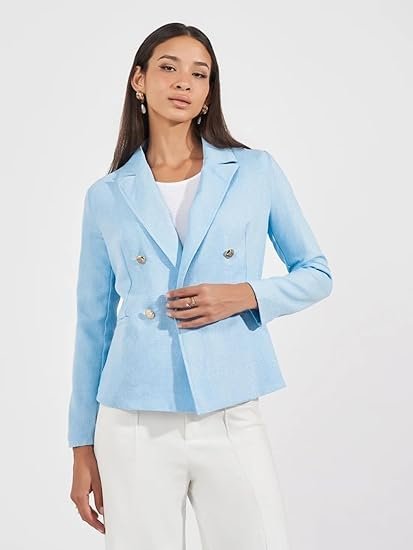Double Breasted Blazer for Women | Regular Fit, Regular Length | Perfect for Casual, Party & Everyday Outfits - Image 2