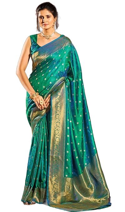 Womens Kanjivaram Banarasi Silk Saree Patola saree with Unstitched blouse piece