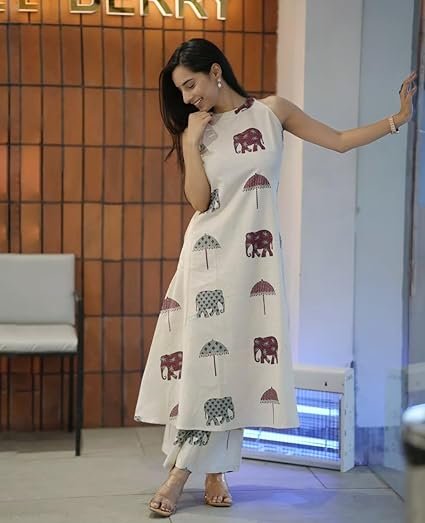 Women's Ethnic Co-Ord Set | Kurta Pant Set | Kurta Palazzo Set | Stylish Cotton Suit Set for Women, Festival Co-ord Set - Image 2