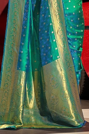 Womens Kanjivaram Banarasi Silk Saree Patola saree with Unstitched blouse piece - Image 5