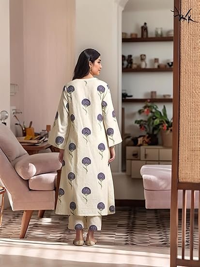 Women Rayon Viscose Regular Fit Printed Straight Kurta with Pant - Image 3