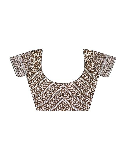 Women's Tissue Silk Sequin Embroidery Scalloped Border Saree with Unstitched Blouse Piece - Image 4