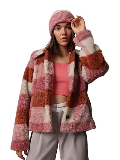 Women Spread Collar Checked Casual Puffer Jacket - Image 3