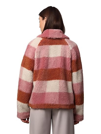 Women Spread Collar Checked Casual Puffer Jacket - Image 5