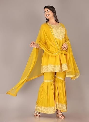 Women yellow printed kurta - Image 4