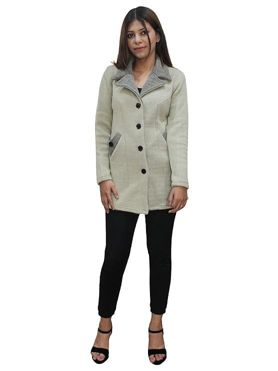 Womens Woollen Collared Coat Cardigan - Image 3