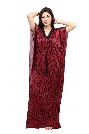 Women's Silk Geometric Print Maxi Nightgown