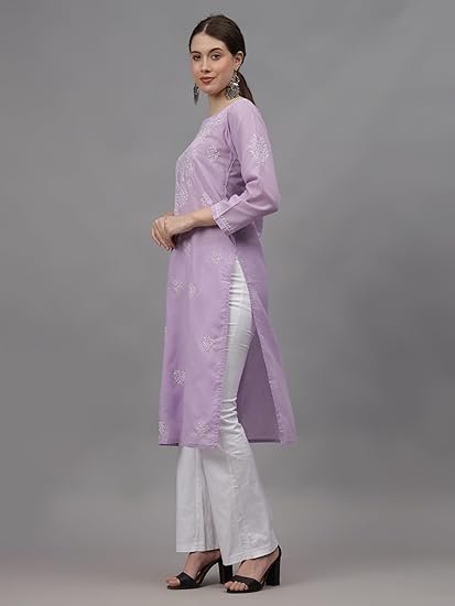 Women long kurti set | lavender color | best with white jeans