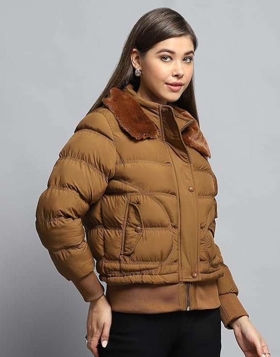 Womens Striped Lapel Collar Full Sleeve Coat - Image 4