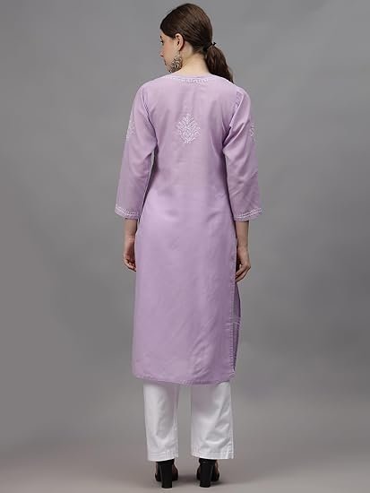 Women long kurti set | lavender color | best with white jeans - Image 3