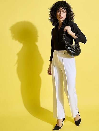 Regular Fit Plain Crepe Women Official Formal Shirt - Image 4