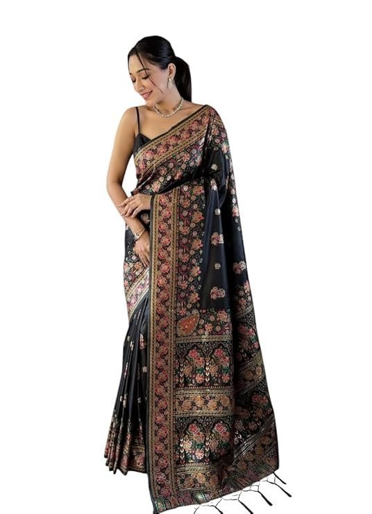 Kanchipattu Phasmina Silk Hand Work Pure Jari Wewing Original Kanjivaram Jacqurad Rajwadi Print Kalmkari Sarees With Blouses Piecs And Zalar