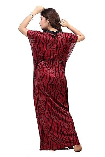 Women's Silk Geometric Print Maxi Nightgown - Image 3
