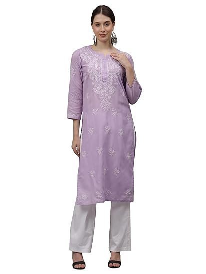 Women long kurti set | lavender color | best with white jeans - Image 5