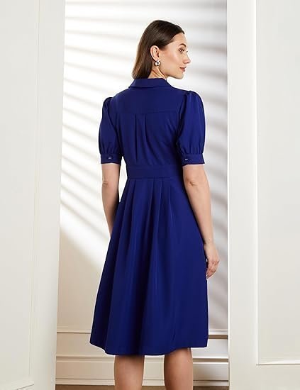 Women's 'Desk-to-Dinner' Fit & Flare Wrap Dress (Midi Length | Stylish) - Image 3