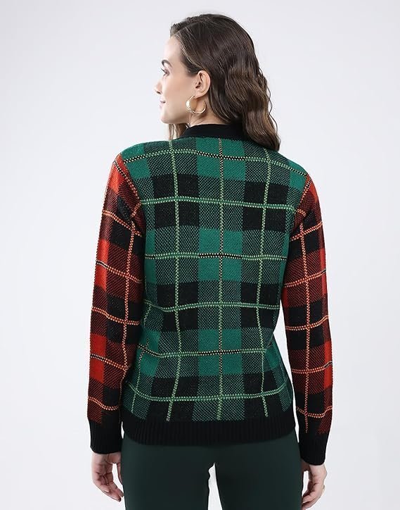 Women's Regular Fit Cardigan | Self Design Pattern | Button Closure with Full Sleeve V Neck Winter Cardigan for Womens - Image 5