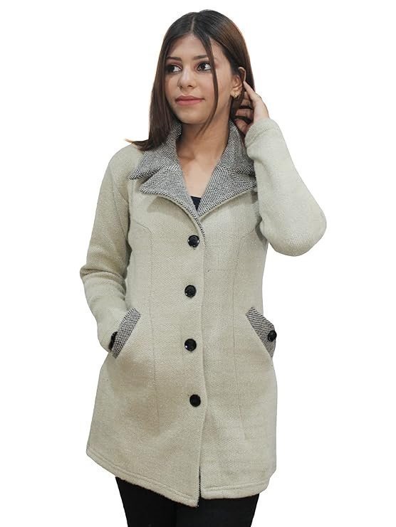 Womens Woollen Collared Coat Cardigan
