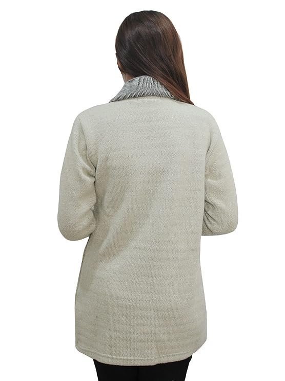 Womens Woollen Collared Coat Cardigan - Image 5