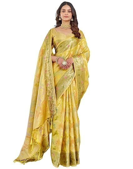 Banarasi Silk Jacquard Zari Work Saree With Unstitched Blouse Piece