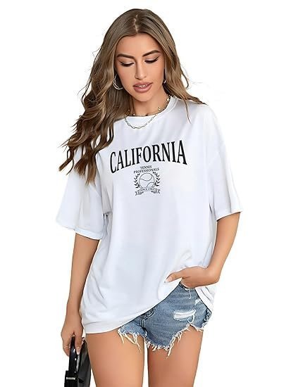Women white printed oversized T-shirt
