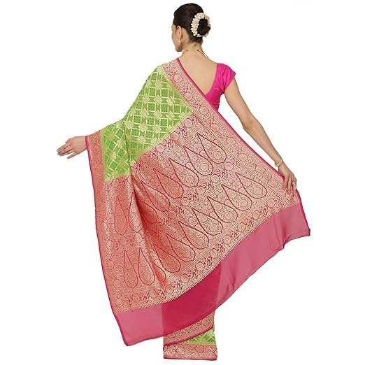 Silk Works Women's Green Pure Khaddi Saree - Image 3