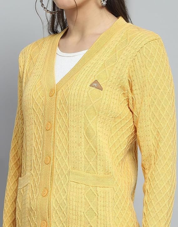 Womens Self Design V Neck Full Sleeve Cardigan - Image 2