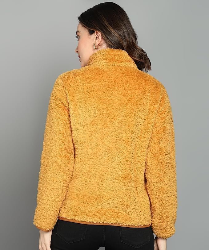 Fleece Mustard Yellow High Neck Sweatshirt - Image 3