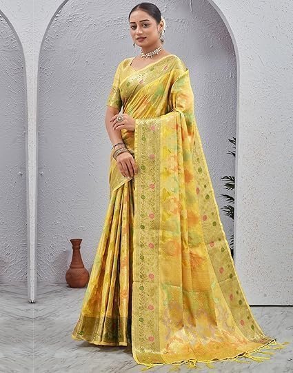 Banarasi Silk Jacquard Zari Work Saree With Unstitched Blouse Piece - Image 3