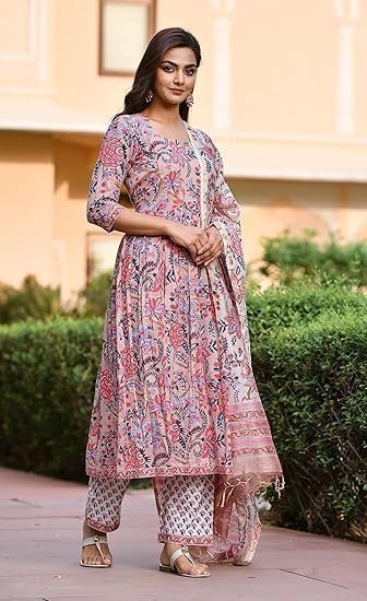 Viscose Floral Printed Kurta and Pant with Dupatta Set - Image 3