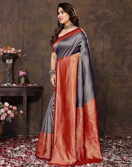Banarasi Kanjivaram Art Silk Saree with Blouse Material - Image 4