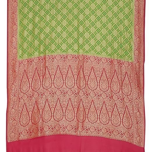 Silk Works Women's Green Pure Khaddi Saree - Image 5